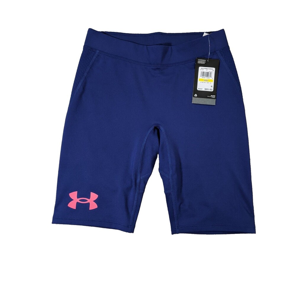 Under Armour Men's UA Rush Run Half Tights Compression Shorts Blue Medium NWT